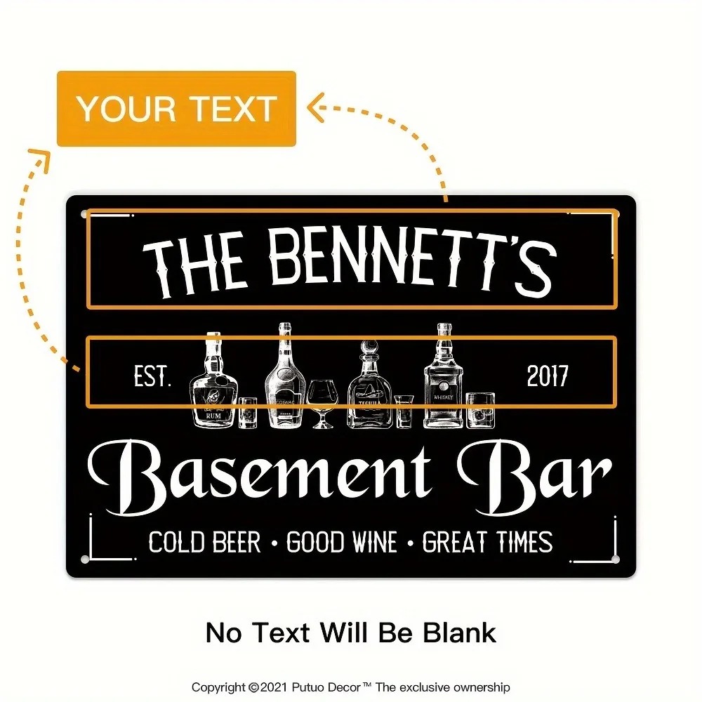 Wine With Beer Name - CIFbuy Basement Bar Metal Sign, Personalized