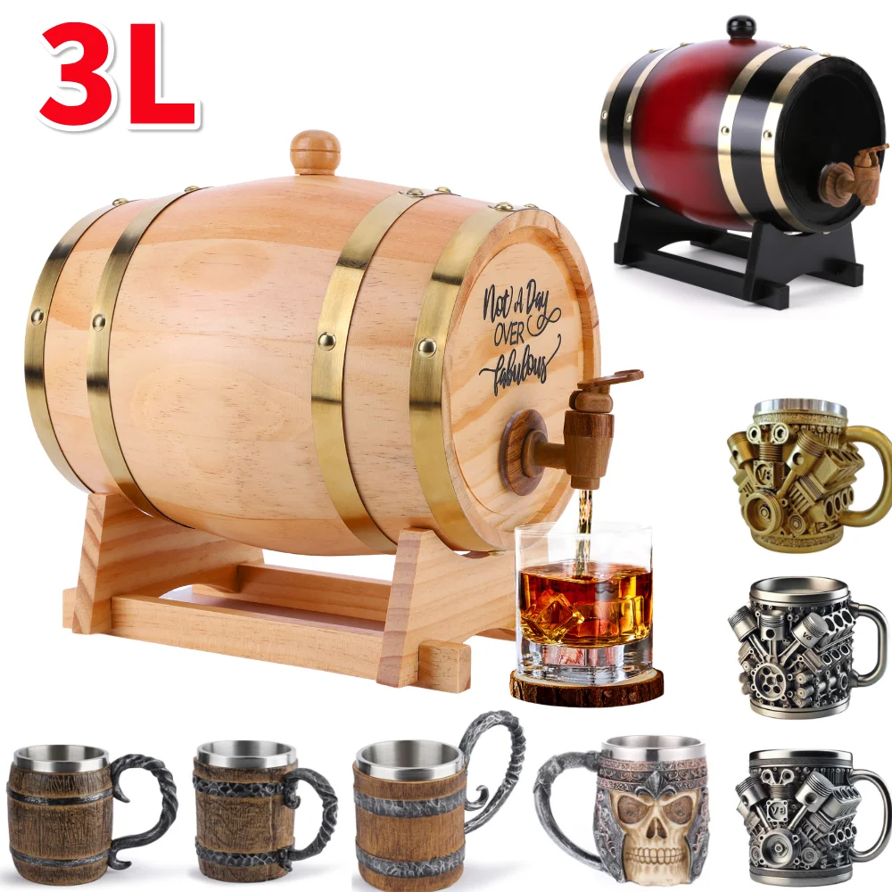 3L Wooden Whiskey Barrel with  - Wine Beer The Whiskey review and price